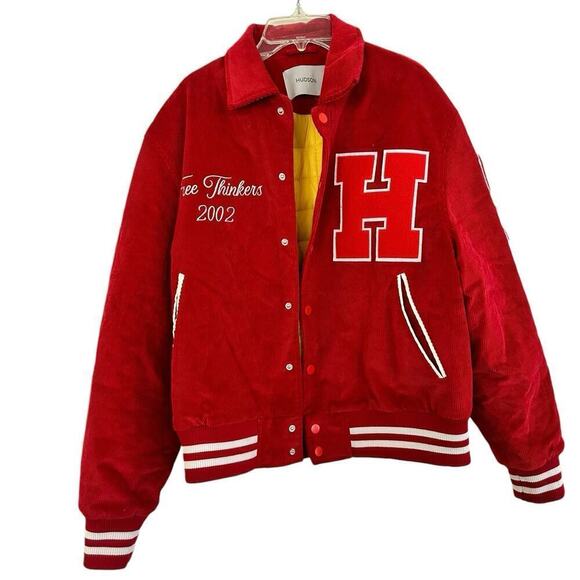 Hudson Jeans Corduroy Varsity Jacket Red size Medium - Picture 3 of 10